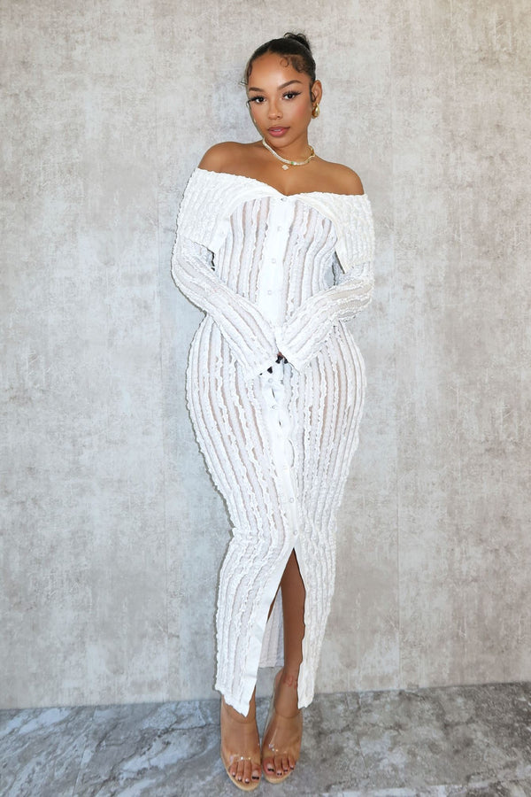 Melody Off Shoulder Mesh Dress Dresses EDGE Small White